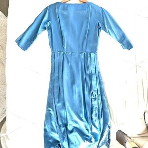 True vintage Murray Schneider San Francisco blue silk taffeta party dress. Small